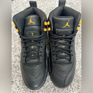 Nike Air Jordan 12 Black with Yellow Detailing Men's Sneakers